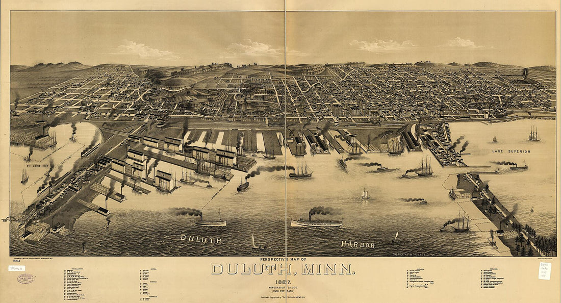 This old map of Perspective Map of Duluth, Minnesota from 1887 was created by  Beck &amp; Pauli,  Duluth News Co, H. (Henry) Wellge in 1887