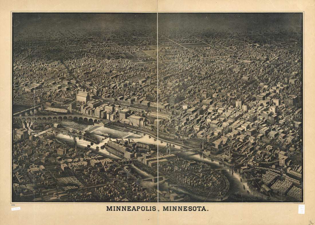 This old map of Minneapolis, Minnesota from 1885 was created by W. V. Herancourt, I. (Isador) Monasch in 1885