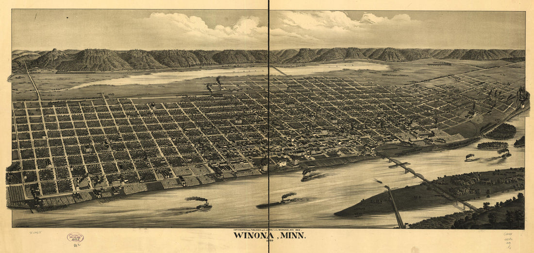 This old map of Winona, Minnesota from 1889 was created by  C.J. Pauli &amp; Co, C. J. Pauli in 1889
