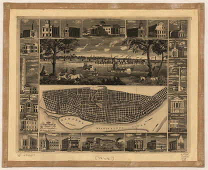 Map and View of St. Louis, Mo 1848 by Relic Map Company