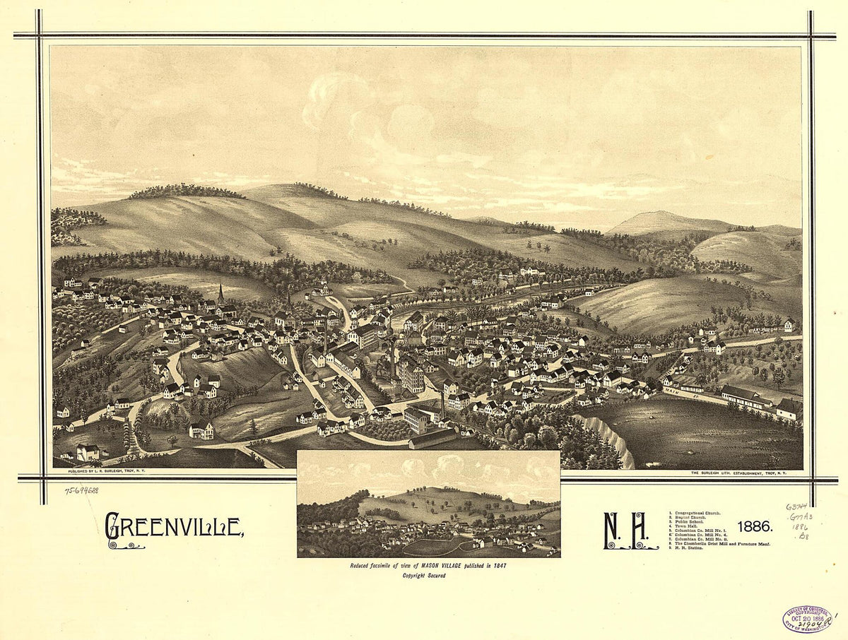 Greenville, New Hampshire 1886 by Relic Map Company