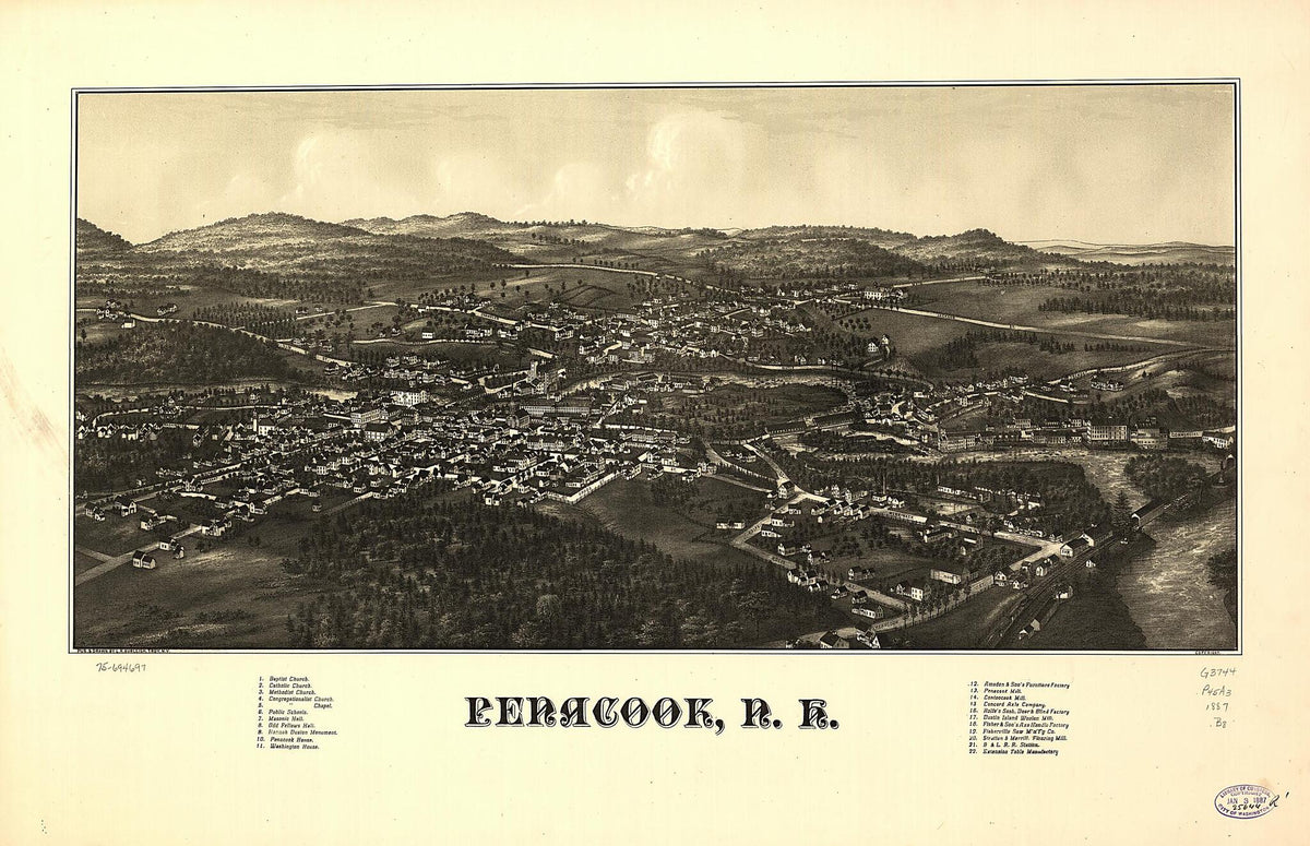Penacook, New Hampshire 1887 by Relic Map Company
