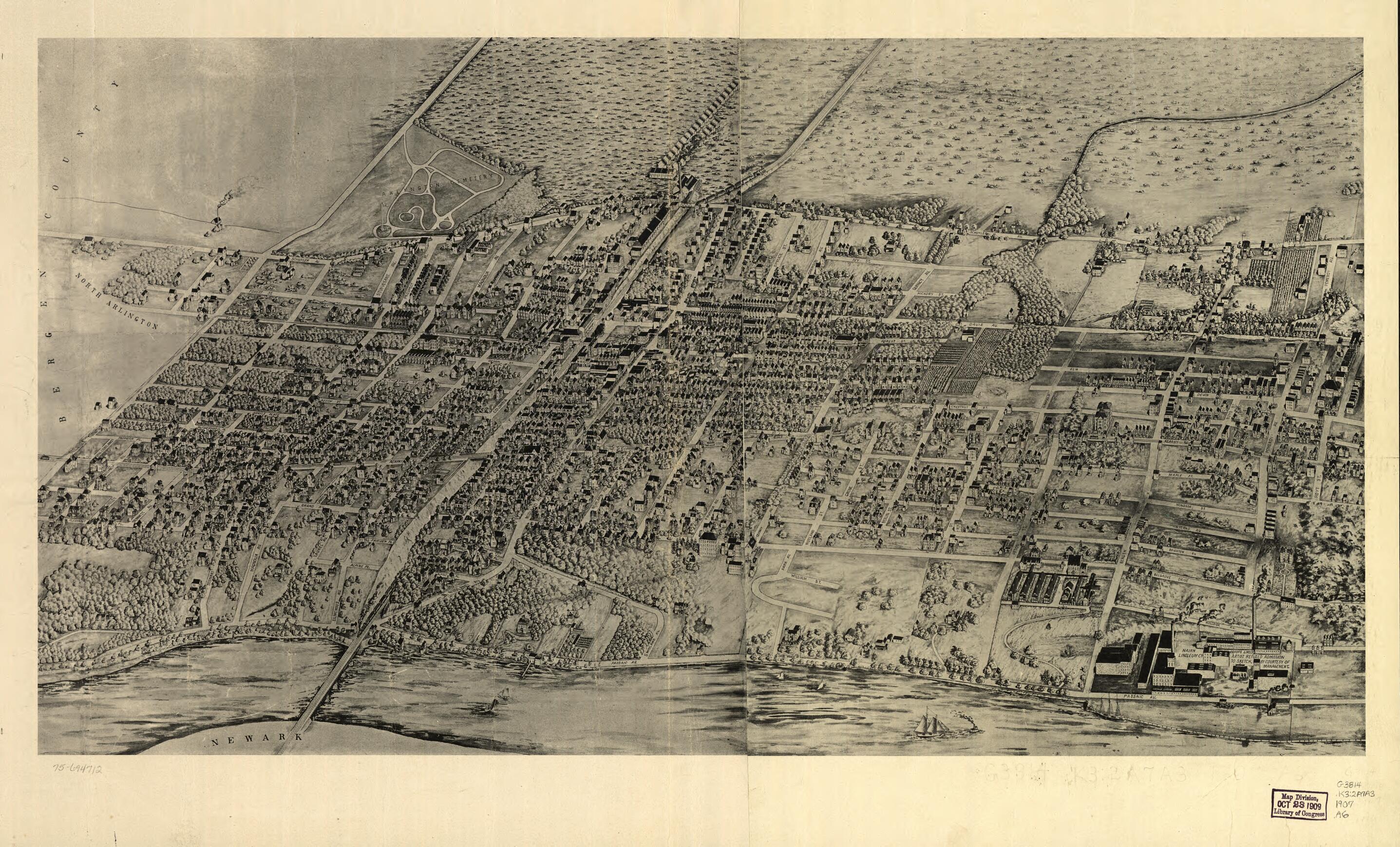 This old map of Arlington, New Jersey from 1907 was created by  in 1907