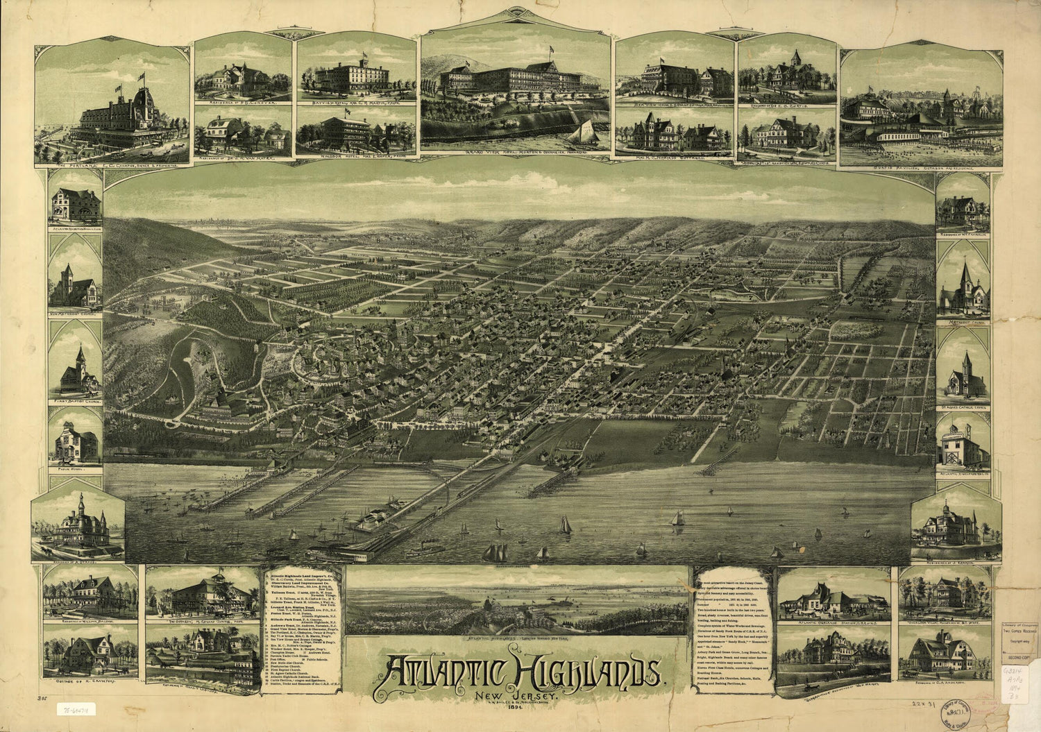 This old map of Atlantic Highlands, New Jersey from 1894 was created by  O.H. Bailey &amp; Co in 1894