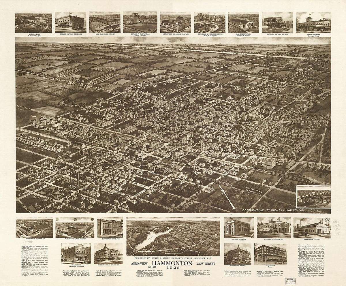 Aero View of Hammonton, New Jersey 1926 by Relic Map Company
