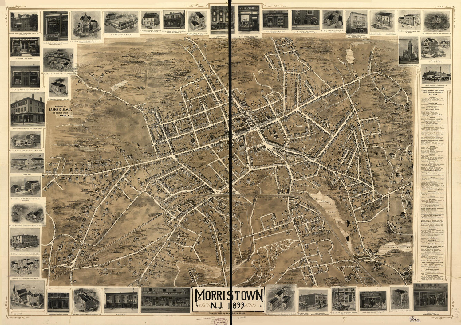 This old map of Morristown, New Jersey from 1899 was created by  Landis &amp; Alsop in 1899