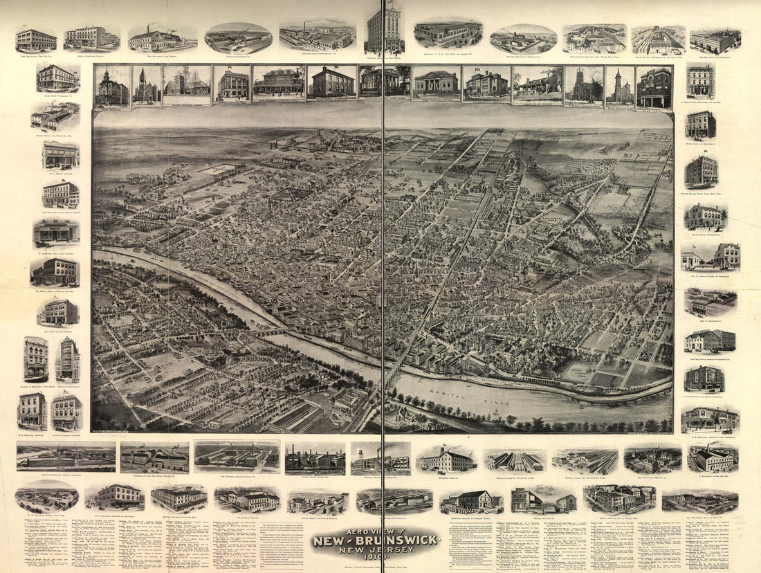 This old map of Brunswick, New Jersey, from 1910 was created by  Hughes &amp; Bailey in 1910