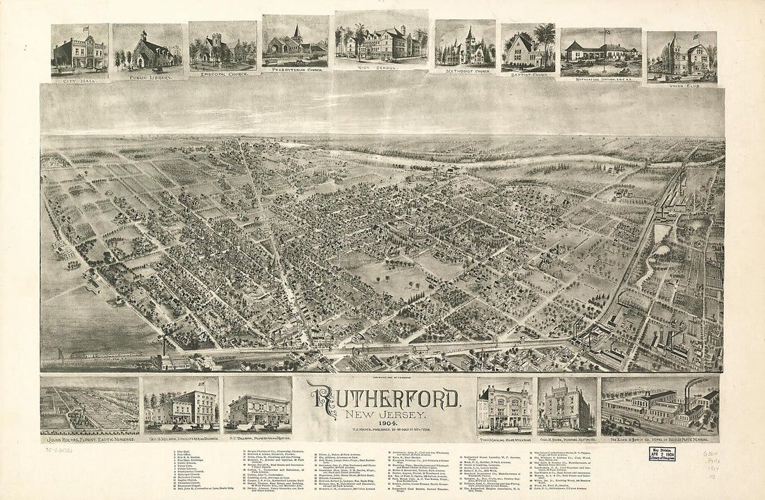 This old map of Rutherford, New Jersey from 1904 was created by T. J. Hughes in 1904