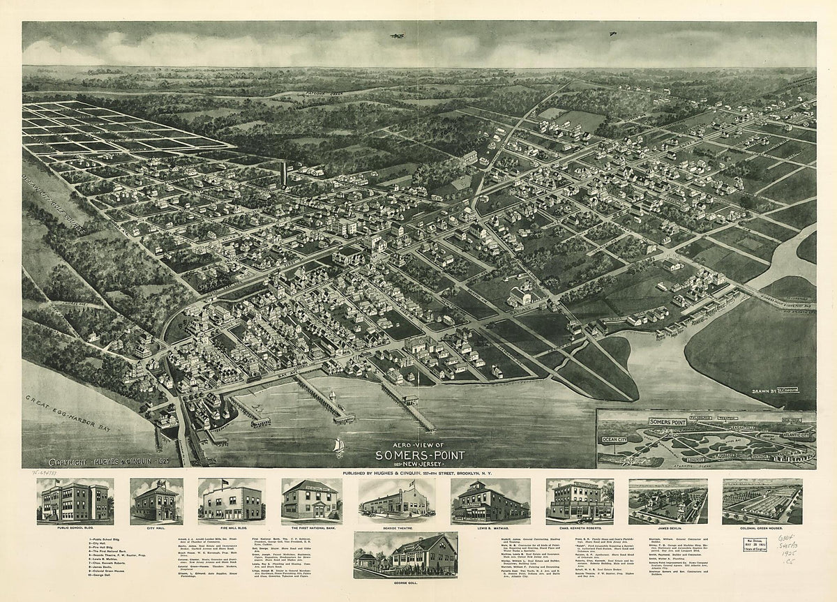 View of Somers-Point 1925, New Jersey by Relic Map Company