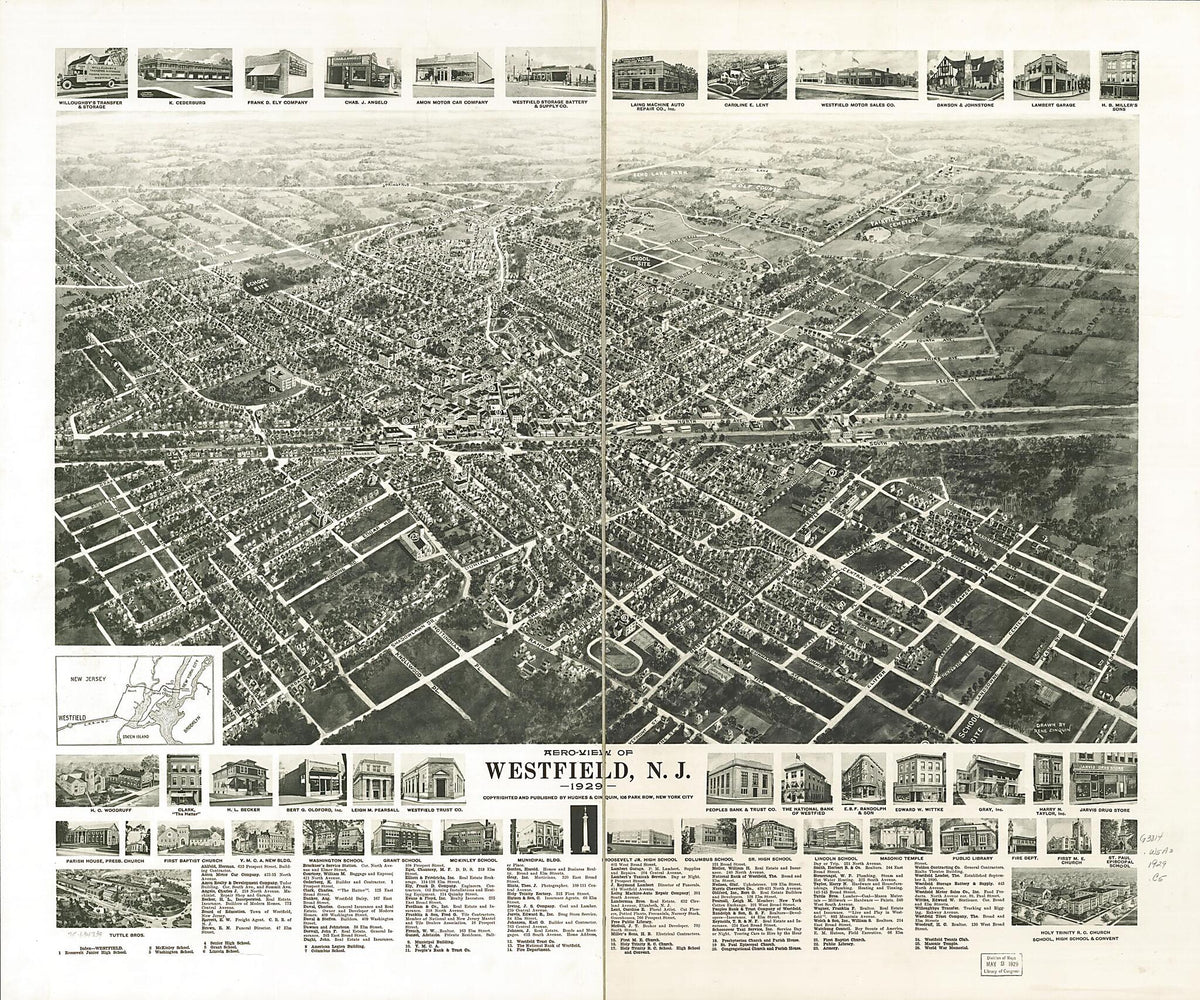 View of Westfield, New Jersey 1929 by Relic Map Company