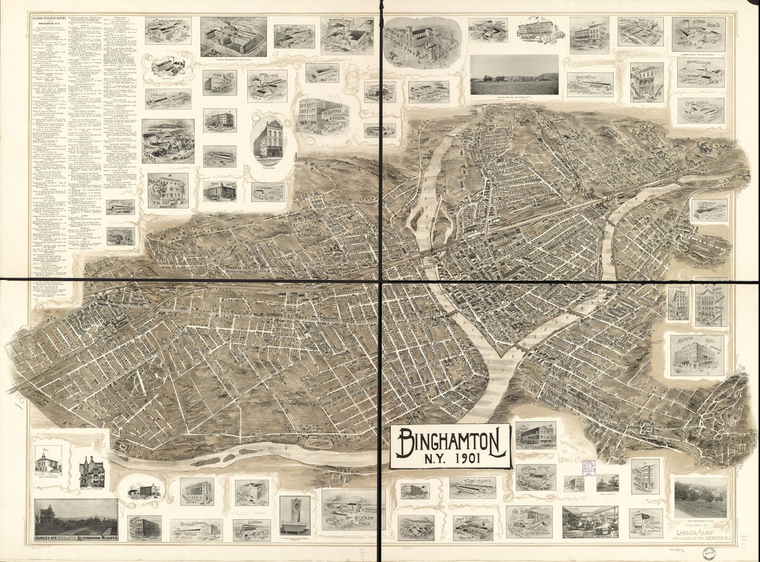 This old map of Binghamton, New York from 1901 was created by  Landis &amp; Alsop in 1901