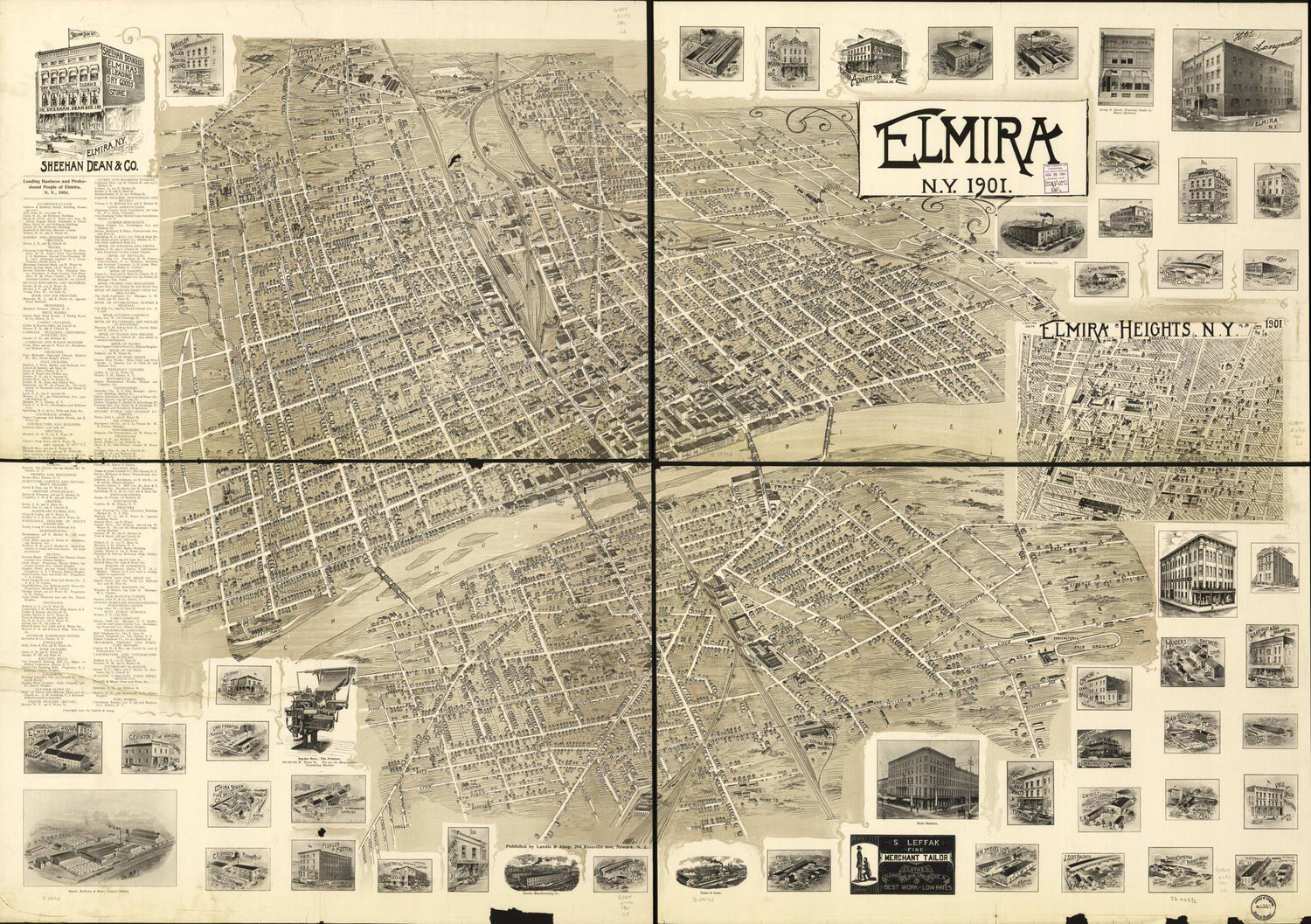 This old map of Elmira, New York from 1901 was created by  Landis &amp; Alsop in 1901