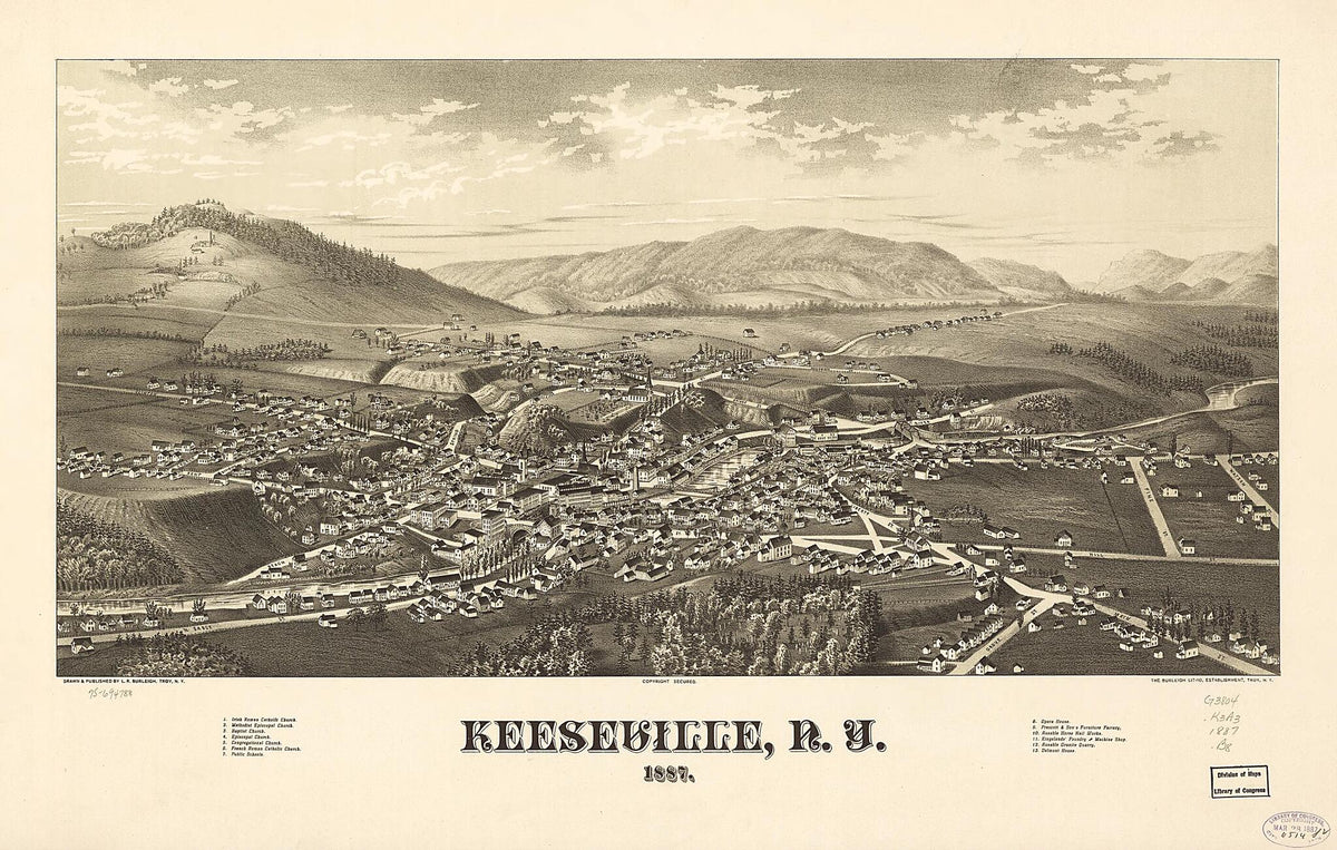 Keeseville, New York 1887 by Relic Map Company