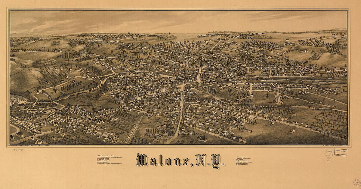 Malone, New York 1886 by Relic Map Company