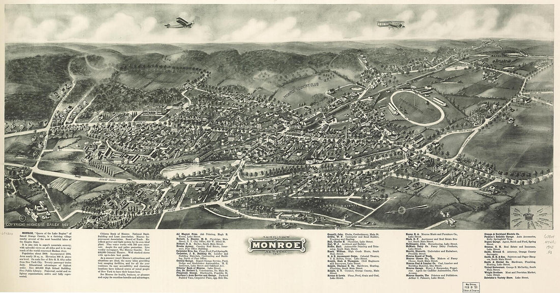 This old map of View of Monroe, New York from 1923 was created by  Hughes &amp; Bailey in 1923