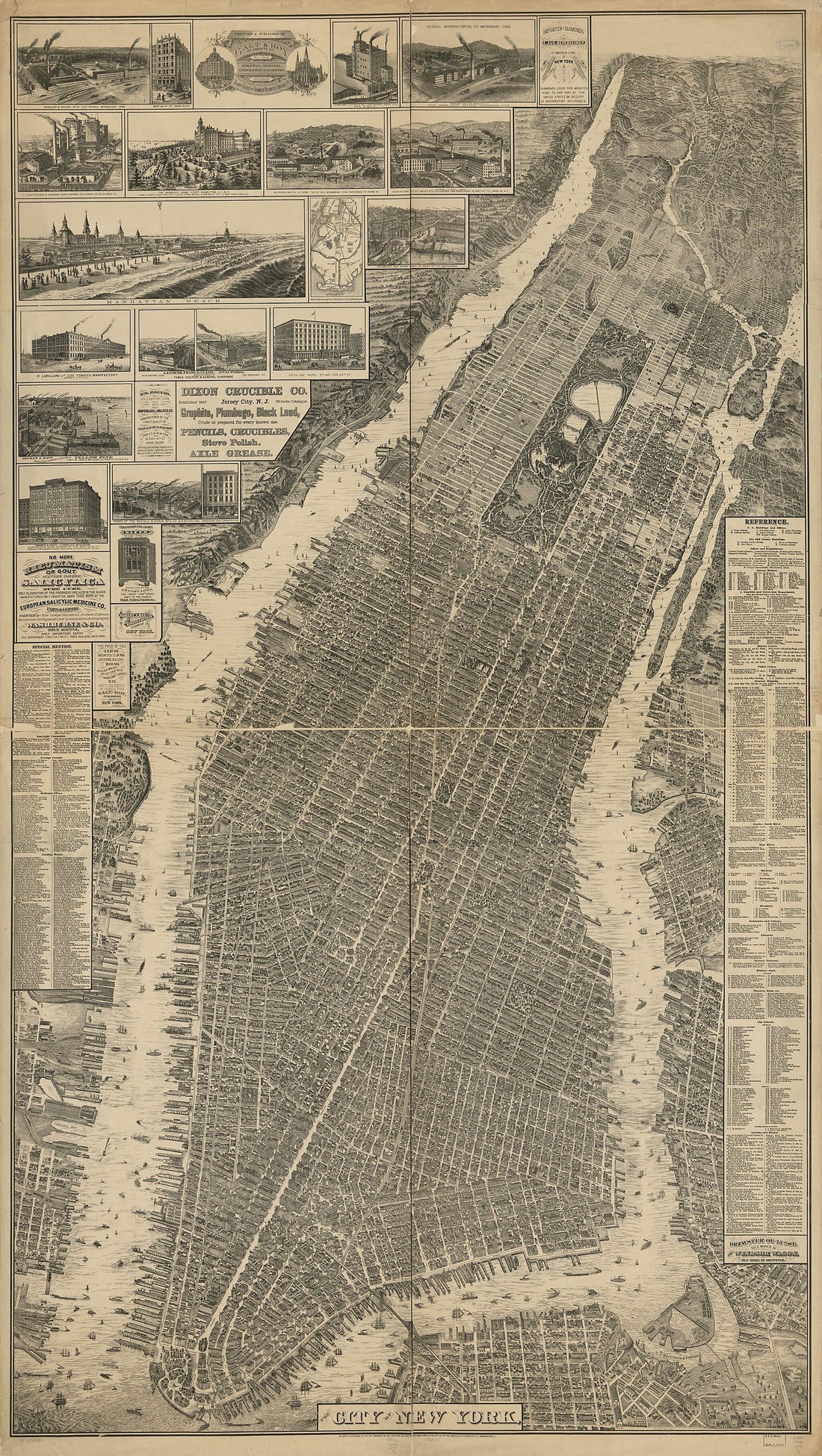 This old map of The City of New York from 1879 was created by  Galt &amp; Hoy, Will L. Taylor in 1879
