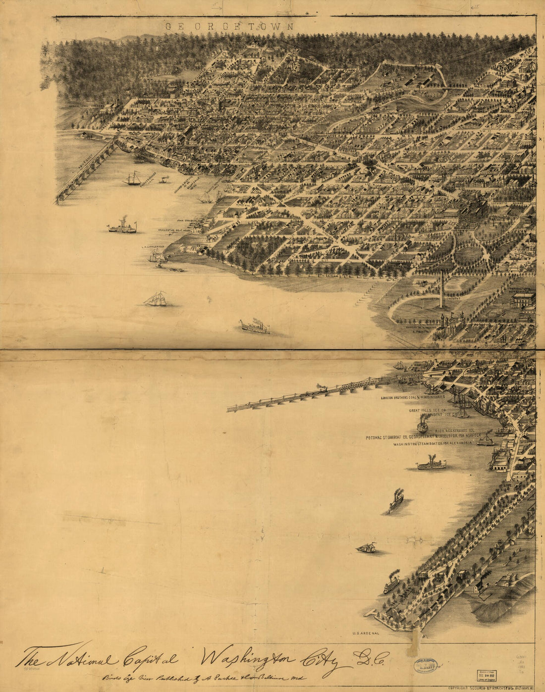 This old map of The National Capital, Washington City, D.C from 1883 was created by  A. Sachse &amp; Co in 1883