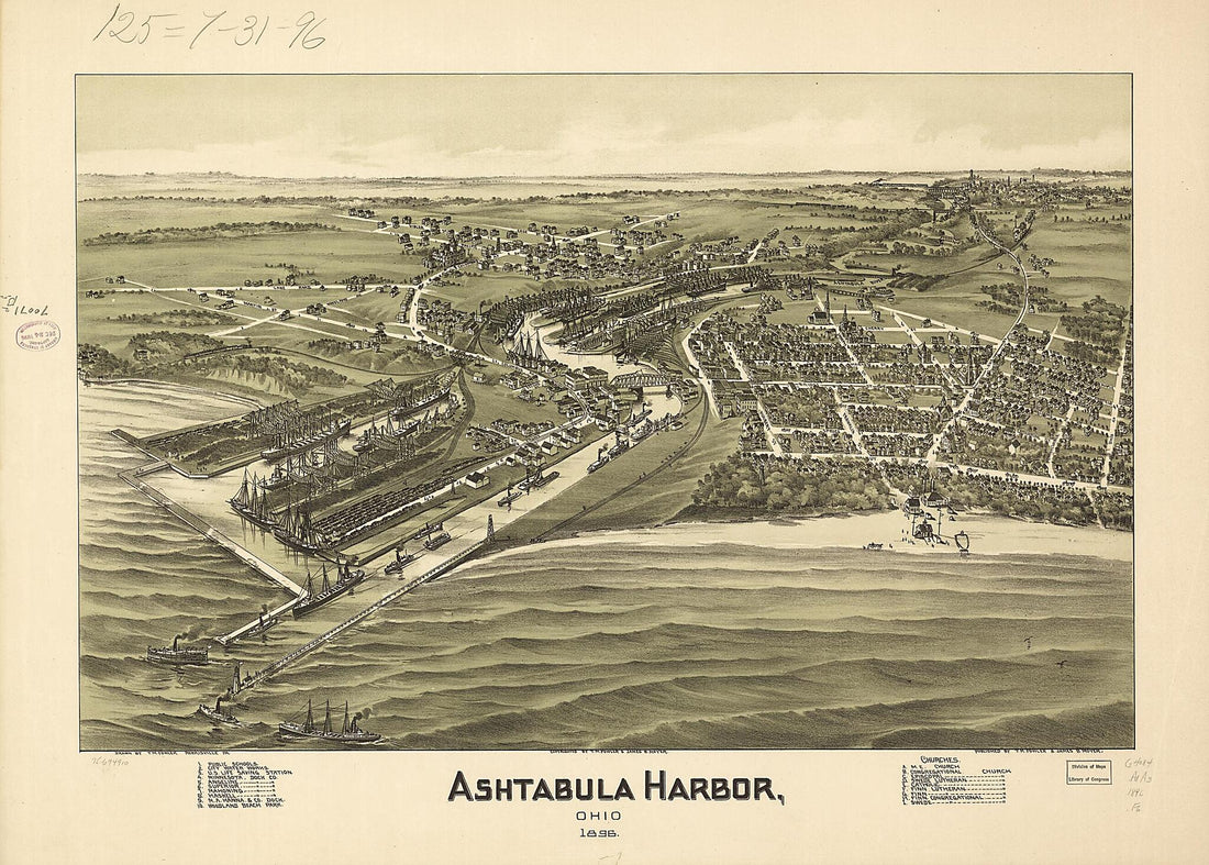 This old map of Ashtabula Harbor, Ohio from 1896 was created by T. M. (Thaddeus Mortimer) Fowler, James B. Moyer in 1896