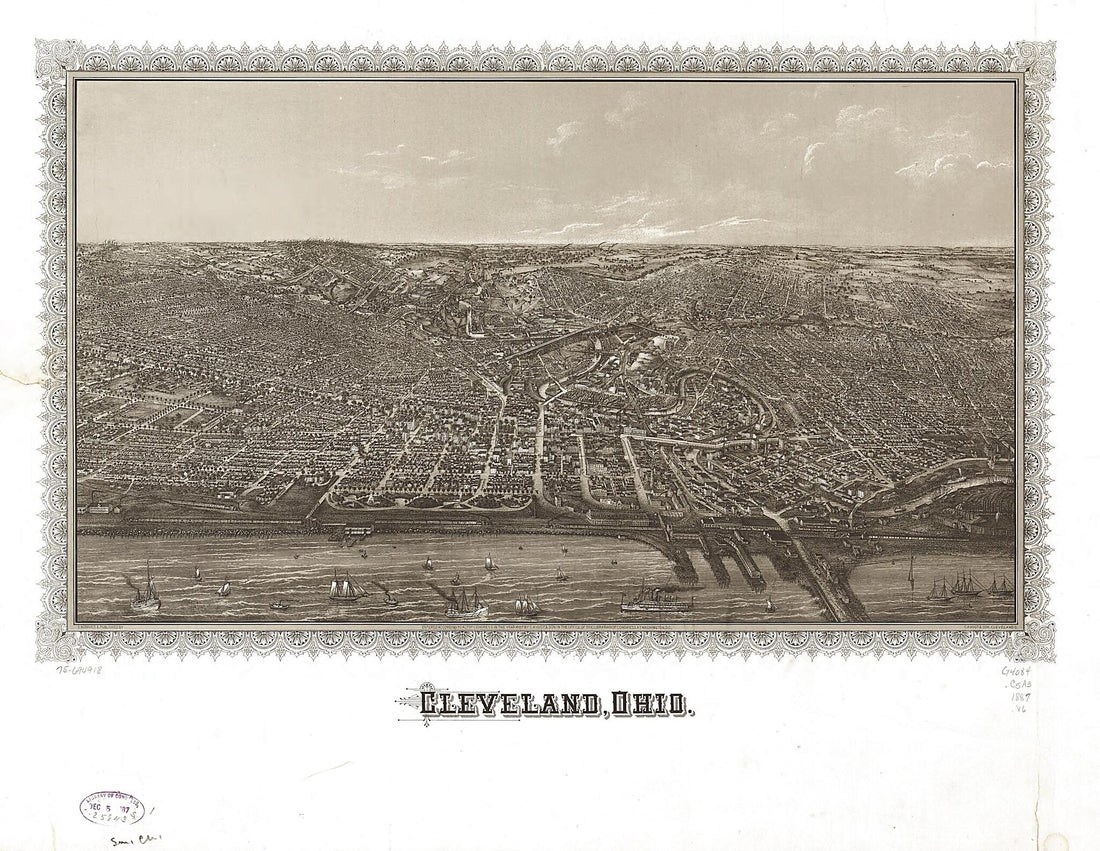 This old map of Cleveland, Ohio from 1887 was created by  C.H. Vogt &amp; Son in 1887