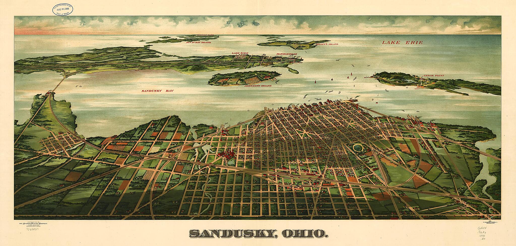 This old map of Sandusky, Ohio from 1898 was created by  Peters Company,  Gugler Litho. Co in 1898