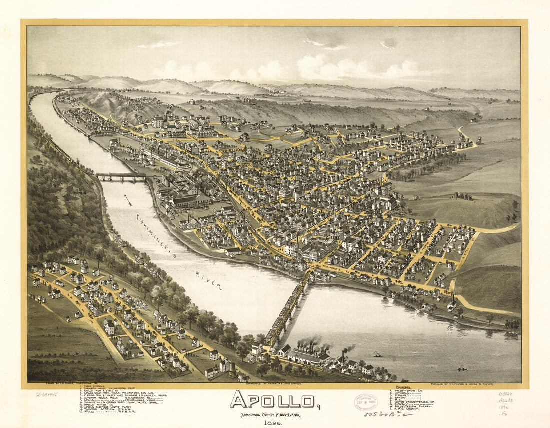 This old map of Apollo, Armstrong County, Pennsylvania from 1896 was created by T. M. (Thaddeus Mortimer) Fowler, James B. Moyer in 1896