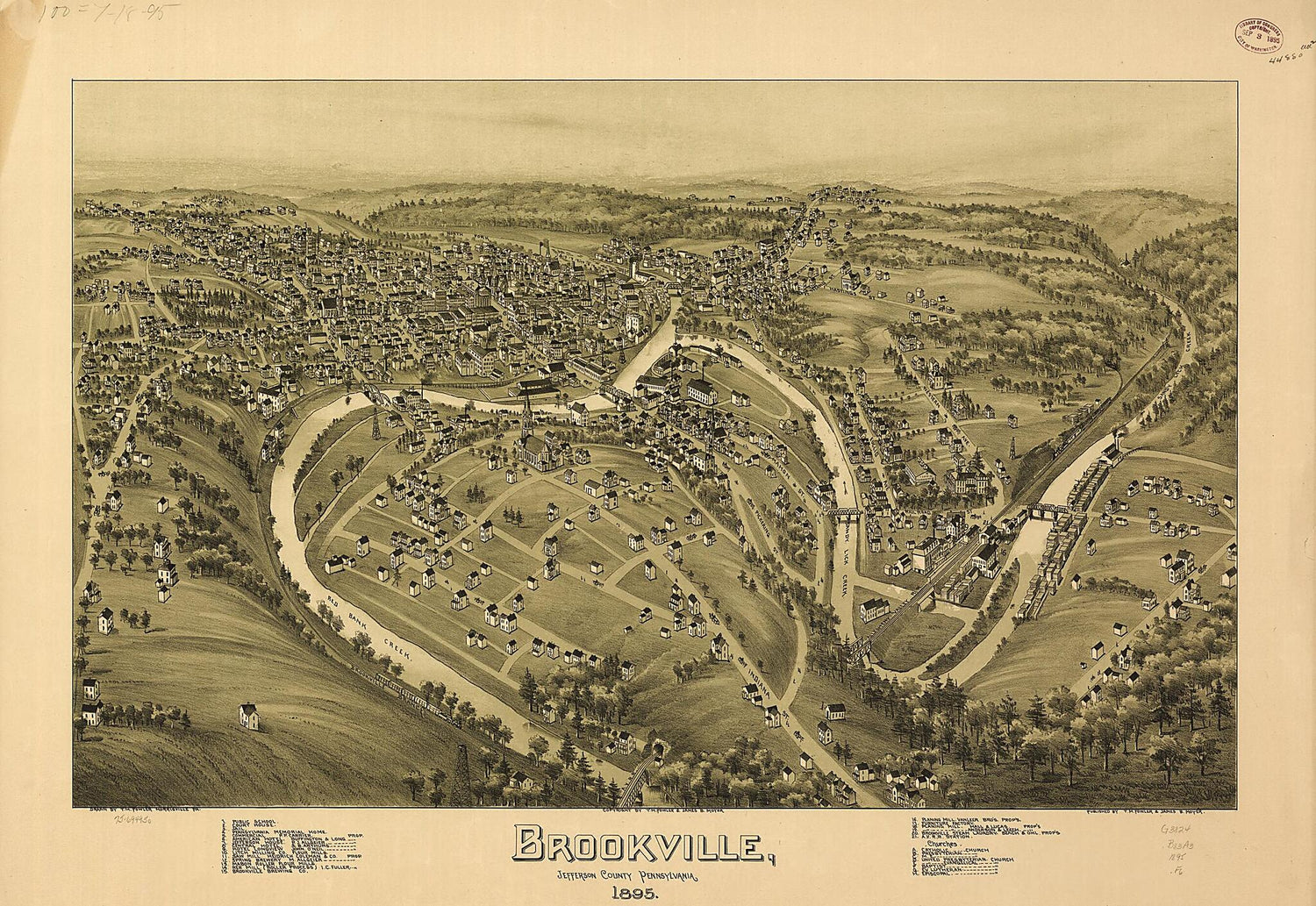 This old map of Brookville, Jefferson County, Pennsylvania from 1895 was created by T. M. (Thaddeus Mortimer) Fowler, James B. Moyer in 1895