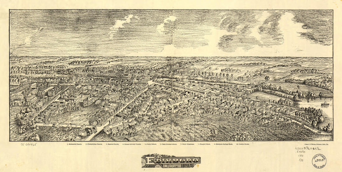 This old map of Edinboro, Pennsylvania from 1898 was created by John J. O&