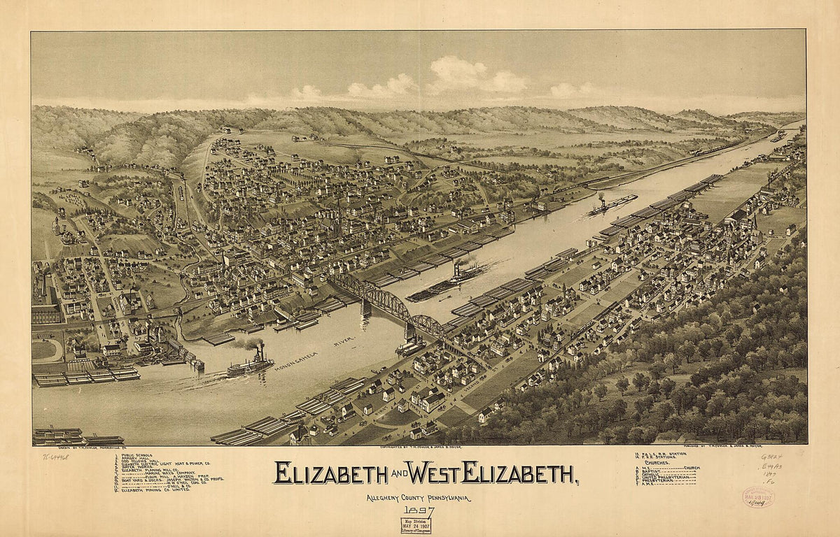 Elizabeth and West Elizabeth, Allegheny County, Pennsylvania 1897 by Relic Map Company