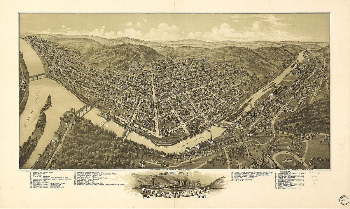 View of the City of Franklin, Pennsylvania, 1901 by Relic Map Company