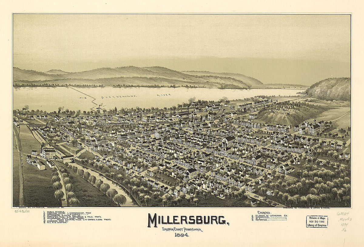 Millersburg, Dauphin County, Pennsylvania 1894 by Relic Map Company