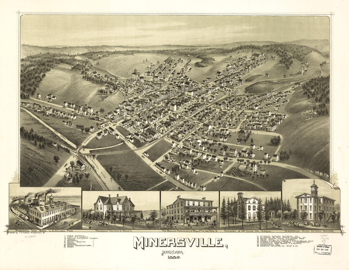 Minersville, Pennsylvania, 1889 by Relic Map Company