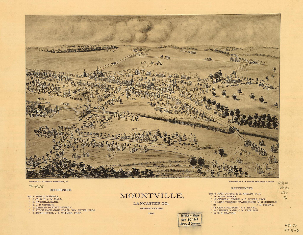 Mountville, Lancaster County, Pennsylvania 1894 by Relic Map Company