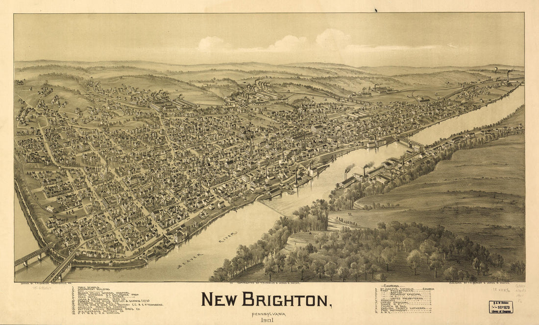 This old map of New Brighton, Pennsylvania from 1901 was created by T. M. (Thaddeus Mortimer) Fowler, James B. Moyer in 1901