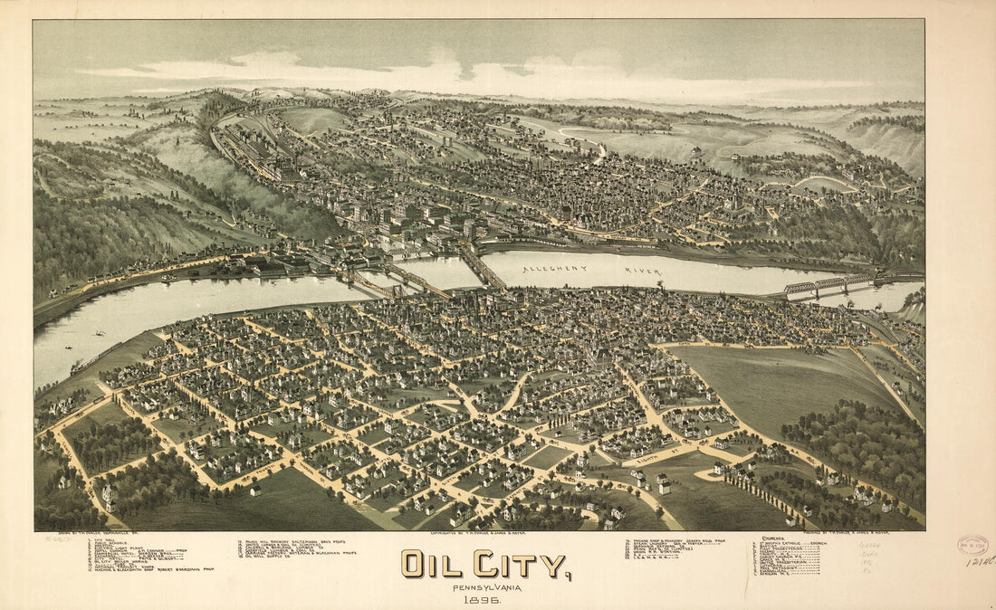 This old map of Oil City, Pennsylvania from 1896 was created by T. M. (Thaddeus Mortimer) Fowler, James B. Moyer in 1896