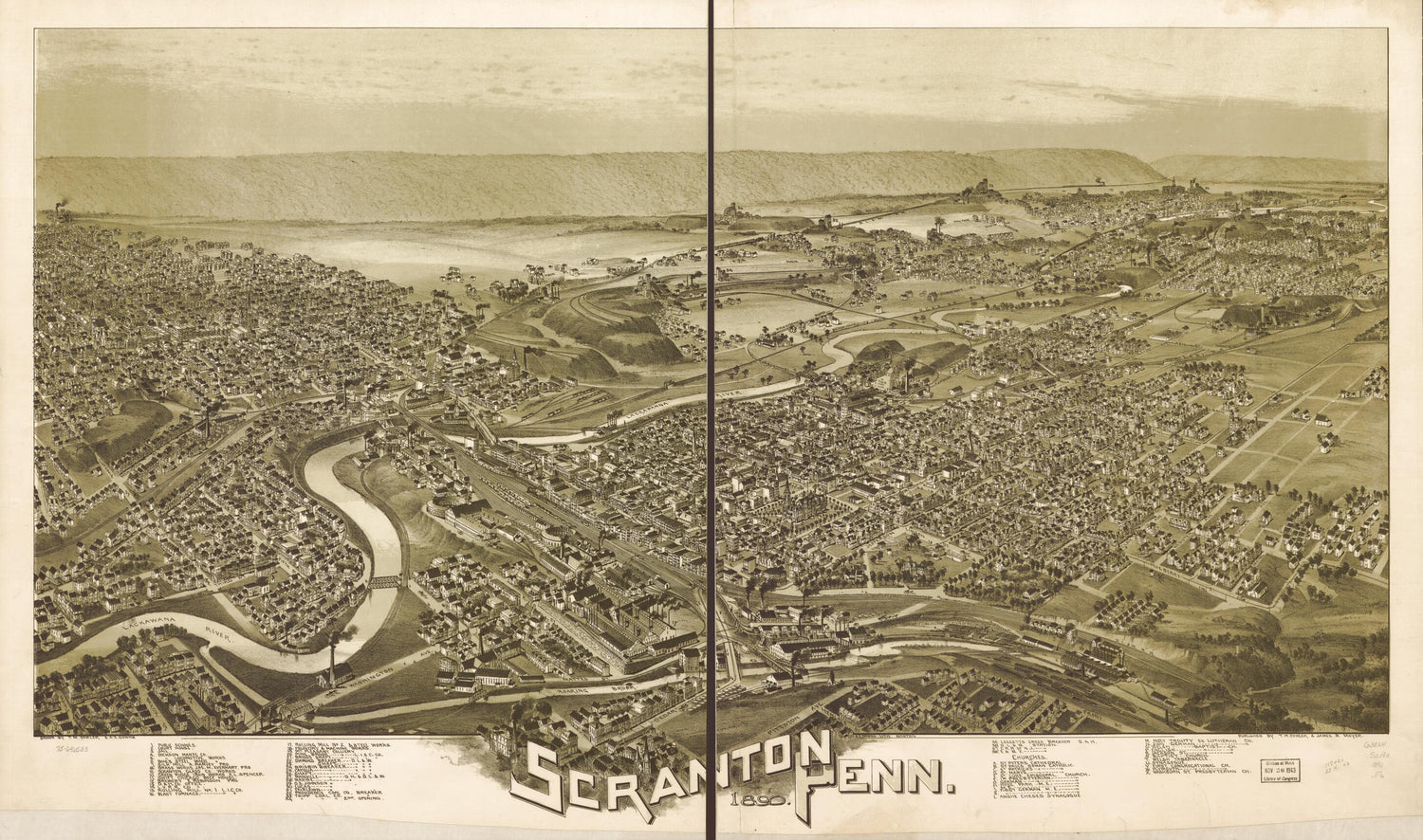 This old map of Scranton, Pennsylvania from 1890 was created by A. E. (Albert E.) Downs, T. M. (Thaddeus Mortimer) Fowler, James B. Moyer in 1890