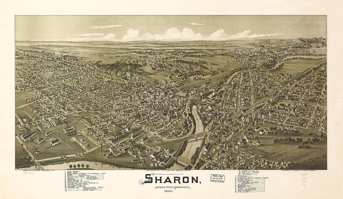 This old map of Sharon, Mercer County, Pennsylvania from 1901 was created by T. M. (Thaddeus Mortimer) Fowler, James B. Moyer in 1901