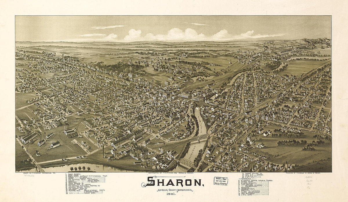 Sharon, Mercer County, Pennsylvania 1901 by Relic Map Company