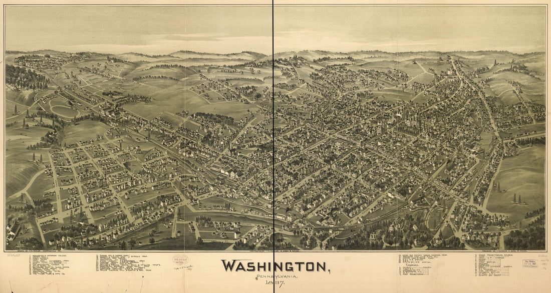 This old map of Washington, Pennsylvania, from 1897 was created by T. M. (Thaddeus Mortimer) Fowler, James B. Moyer in 1897