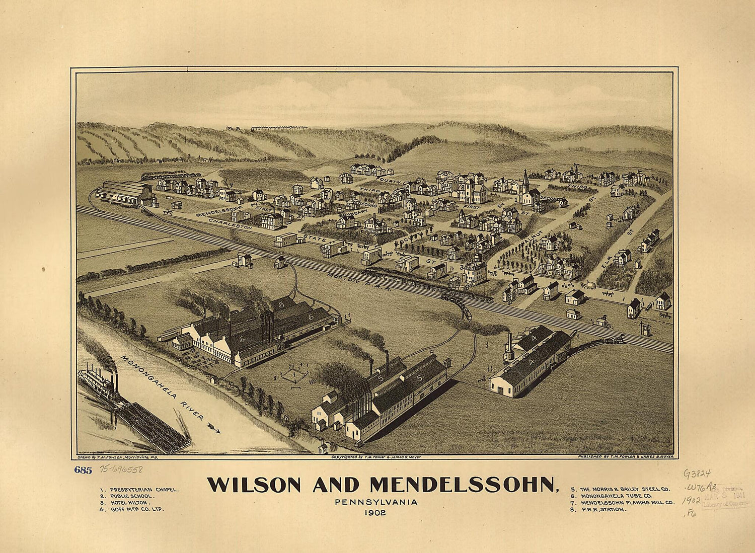 This old map of Wilson and Mendelssohn, Pennsylvania from 1902 was created by T. M. (Thaddeus Mortimer) Fowler, James B. Moyer in 1902