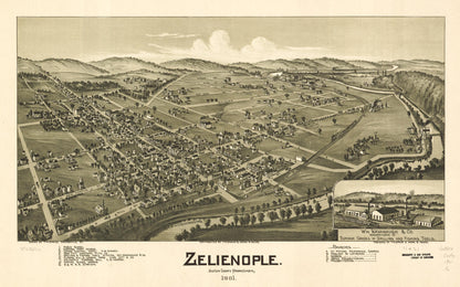 This old map of Zelienople, Butler County, Pennsylvania from 1901 was created by T. M. (Thaddeus Mortimer) Fowler, James B. Moyer in 1901