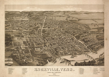 This old map of Knoxville, Tennessee County Seat of Knox County from 1886 was created by  Beck &amp; Pauli, Wellge &amp; Co Norris, H. (Henry) Wellge in 1886