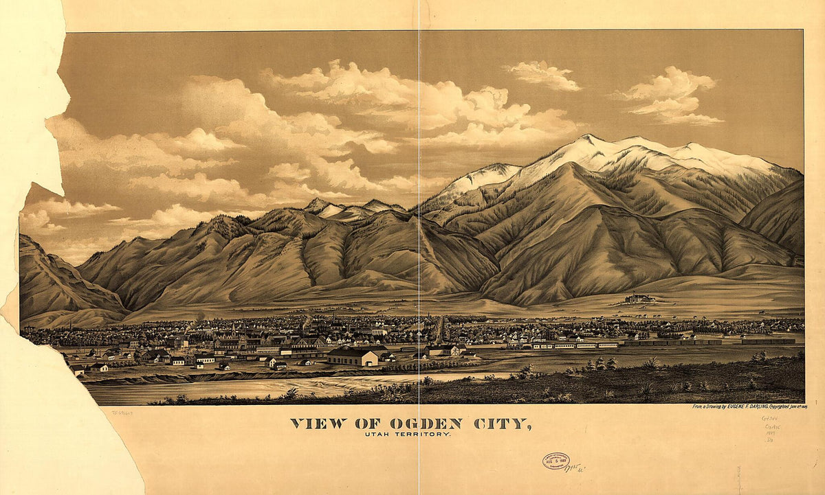 View of Ogden City, Utah Territory 1889 by Relic Map Company