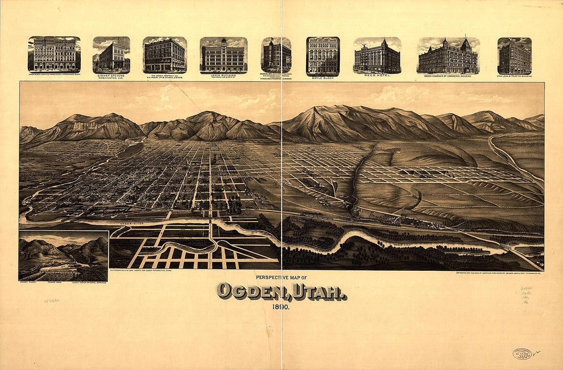 This old map of Perspective Map of Ogden, Utah from 1890 was created by Wis.) American Publishing Co. (Milwaukee in 1890