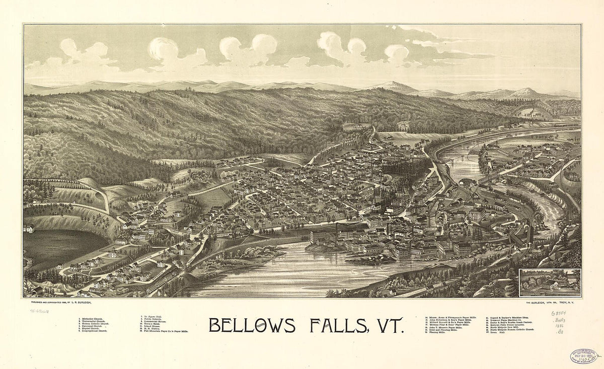 Bellows Falls, Vermont 1886 by Relic Map Company