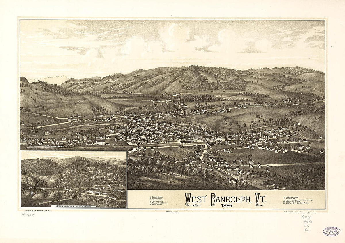 West Randolph, Vermont 1886 by Relic Map Company