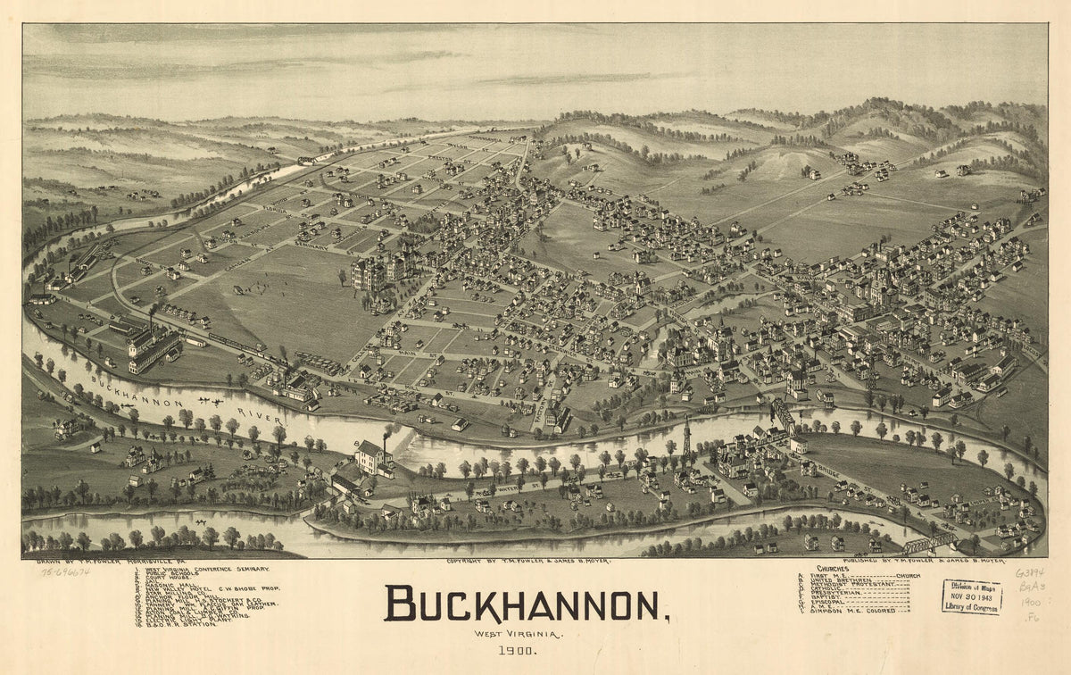 Buckhannon, West Virginia 1900 by Relic Map Company