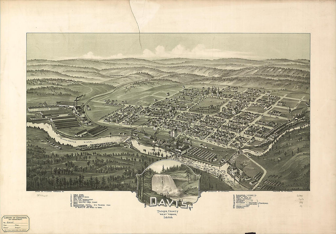This old map of Davis, Tucker County, West Virginia from 1898 was created by T. M. (Thaddeus Mortimer) Fowler in 1898