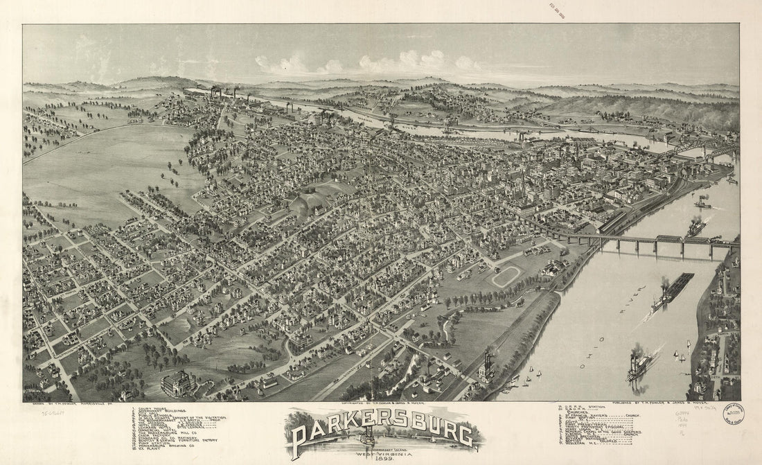 This old map of Parkersburg, West Virginia from 1899 was created by T. M. (Thaddeus Mortimer) Fowler, James B. Moyer in 1899