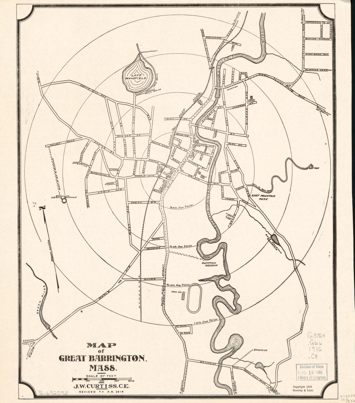 Map of Great Barrington, Massachusetts 1919 by Relic Map Company