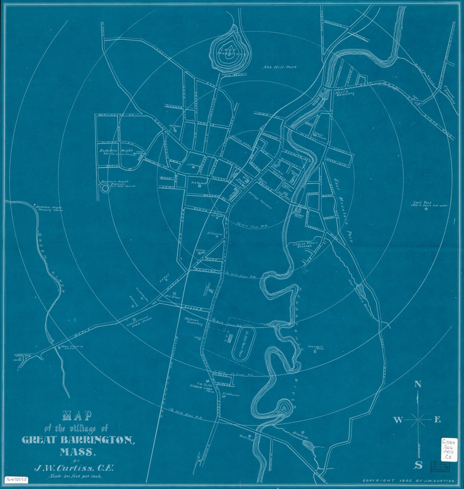This old map of Map of the Village of Great Barrington, Massachusetts from 1903 was created by J. W. Curtiss in 1903